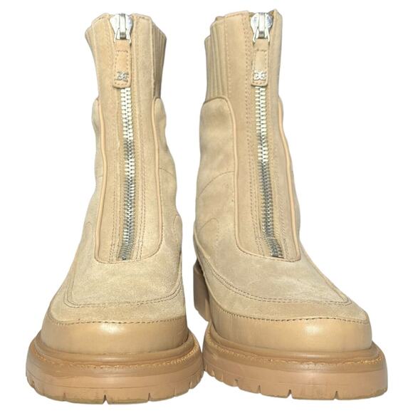 Sam Edelman Boots Womens 8 Leone Leather Chunky Mid Calf Combat Shoes Tan - Picture 5 of 16